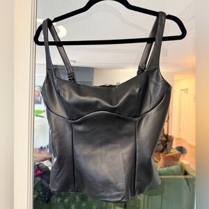 NWOT - Dynamite Black Faux Leather Top